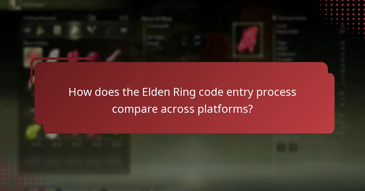 How does the Elden Ring code entry process compare across platforms?